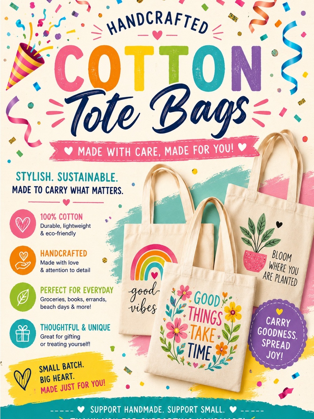 Handcrafted Cotton Tote Bag